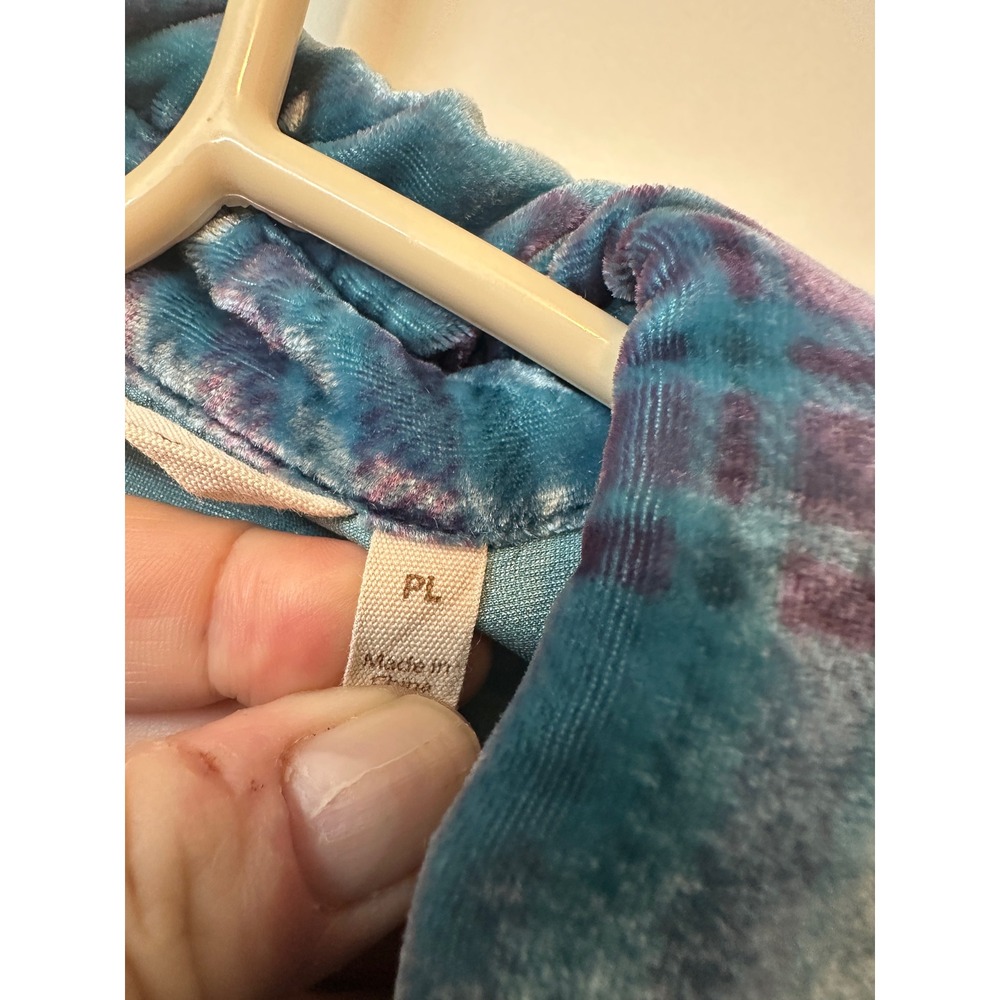 Soft Surroundings Silk Blend Velvet Plaid Button Down Shirt Teal Purple PL 39454 - Picture 3 of 7
